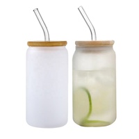 12Oz 16Oz 20Oz tasse en verre dépoli Borosilicate peut refroidir tasse à eau gobelet couvercle en bambou avec paille