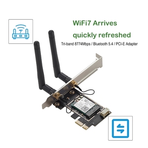 NUEVO 5,8 Gbps WIFI7 PCIE Adaptador 8774Mbps BE200 BT5.4 Gaming Tri Band2.4G/5G/6GHz Tarjeta de red inalámbrica de escritorio para Win11 - Product Image 3