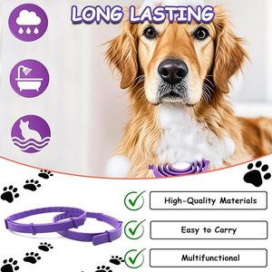 Venta caliente nuevo diseño poliéster sólido lavanda impermeable feromona alivia la ansiedad mascota calmante <span class=keywords><strong>Collar</strong></span> perro antiestrés - Product Image 6