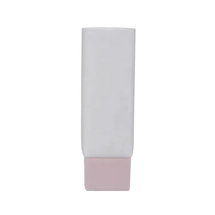 Tube plat cosmétique de luxe en plastique avec bouchon à vis carré mat brillant carré forme flacon de soins de la peau blanc à presser pour crème pour les mains