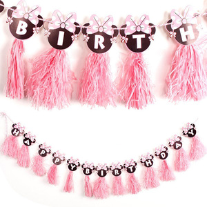 11 ans de fournisseur de fête vente en gros Offre Spéciale Mini souris fille bande dessinée <span class=keywords><strong>anniversaire</strong></span> décoration bannière Baby Shower toile de fond bannière - Product Image 5
