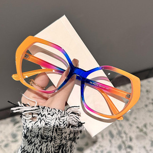 Lucky Colorful Women Spectacles Frame Double Color Retro Anti Blue Light Blocking <strong>Glasses</strong> Optical Prescription Eyeglasses - Product Image 4