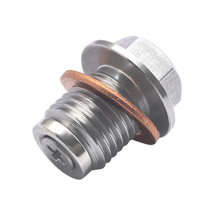 Bouchon de vidange magnétique en acier inoxydable M14×1.5 avec rondelle de protection en cuivre/argent, boulon de vidange de carter d'huile CNC pour attraper les débris métalliques - Product Image 5