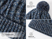 Bonnet unisexe personnalisé en tricot torsadé mélange de couleurs avec revers et pompon, élégant, doux et chaud, idéal pour les sorties hivernales et les balades urbaines