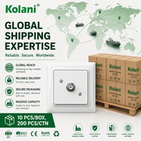 Enchufe de Pared para TV Kolani, Estándar Europeo, 84x84mm, Blanco Brillante, Coaxial, Placa Frontal de PC Ignífuga, Puerto Tipo F