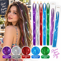 Extensions de cheveux scintillantes colorées de 47 pouces, fils de cheveux brillants pour femmes, enfants, filles, fête, festival, coiffure, accessoires de cheveux DIY