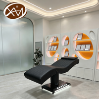 Table de massage électrique noire de luxe pour spa, salon de beauté, gym, soins des cils, esthétique, cosmétique, lit facial incurvé pour esthéticienne