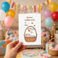 Cartes de vœux premium pour nouveau-nés avec enveloppe, Joyeux anniversaire 2026, Carte en papier pour baby shower et félicitations