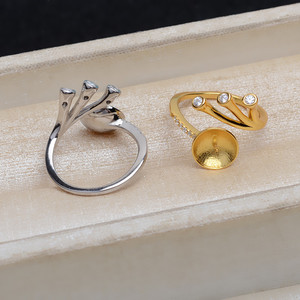 แหวนเงินแท้ S925 ปรับขนาดได้ 10-12 พร้อมที่ใส่ไข่มุก 5028 อุปกรณ์ทำเครื่องประดับ พร้อมฝาปิด ขนาด 6 มม. - Product Image 4