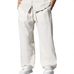 Oversized Baggy Men Sweatpants Casual Trousers Custom Logo Blank <b>Linen</b> Cotton Wide Leg Pants Wholesale Rate OEM Custom Design - Product Image 1