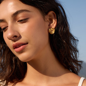 Pendientes de nudo de acero de titanio con diseño geométrico, joyería de moda para mujer - Product Image 3