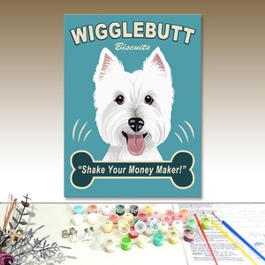 Wigglebutt Biscuits Paint by Numbers Canvas Art Cartoon Dog Print Rectangle Handmade Animal Decor - Product Image 1