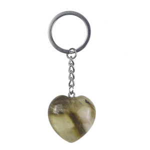 DIY Diy Cheap New natural stone_ Love Key chain Heart Pendant Gift Accessories Raw stone yellow watermelon quartz key chain
