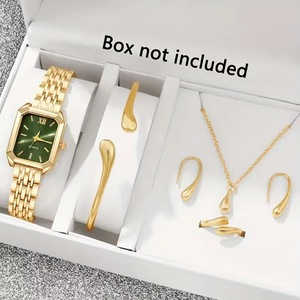 Orologio da donna di lusso leggero e di nicchia, popolare per lo streaming live, in lega, alla moda, rettangolare, con movimento al quarzo e lancette multipli - Product Image 5