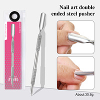 Pousse-cuticules double face en acier inoxydable de haute qualité avec surface inclinée pour l'élimination des cuticules et les soins des ongles - Durable et écologique