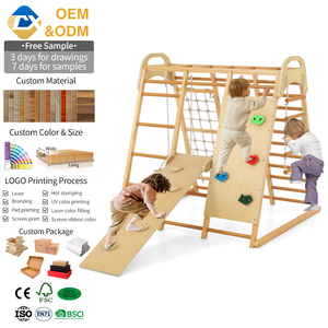 Ensemble de jeu d'intérieur Montessori 8 en 1 pour enfants avec toboggan, balançoire, filet, barres de grimpe, échelle en corde - Product Image 1