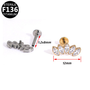 <b>Titanium</b> Earrings F136 Butterfly <b>Studs</b> With White Zircon For Daily Wear - Product Image 5