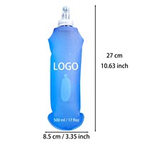 Bouteille d'eau souple pliable en TPU pour sac d'hydratation et gilet de course, gourde compressible de 17 oz, bouteille d'eau pliable blanche et bleue