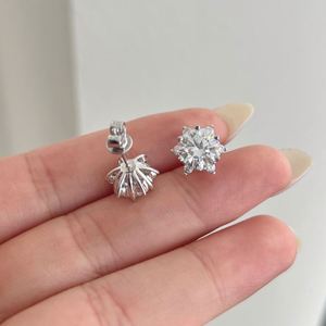 Dylam Winter Season Collection Top High Jewel S925 <b>Silver</b> 4.36ct D VVS1 Moissanite Stone Snowflake <b>Stud</b> Earrings for Women - Product Image 4