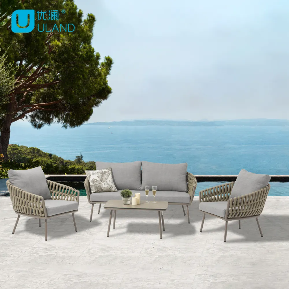 Uland Large Size Patio Garten Kombination Wicker Freizeit Rattan Sofa Set für Party People Outdoor Möbel