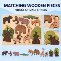 Puzzle en bois sur le thème des animaux de la forêt avec animaux et arbres amovibles - Jouet éducatif pour les enfants de 2 à 4 ans - Unisexe
