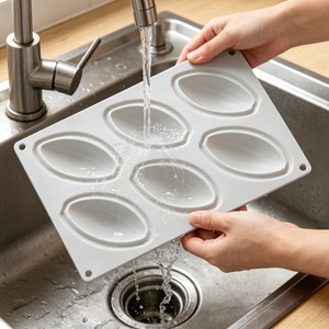 6-Cavity Cocoa Bean Mold <b>Silicone</b> <b>Baking</b> Mold For Chocolate Dessert Mousse Cake Pudding Commercial Use - Product Image 3