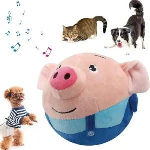 ขายร้อน USB ชาร์จการ์ตูนหมูอิเล็กทรอนิกส์ Interactive สุนัขของเล่นสัตว์เลี้ยง Bouncing ลูก Active สัตว์เลี้ยงตุ๊กตาสุนัขของเล่นส่งเสียงดังเอี้ย