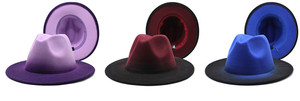 Men's Women's New Two Tone Color Fedora <b>Hat</b> Thickened Winter British Style Ombre Printed Fedora <b>Hat</b> - Product Image 4