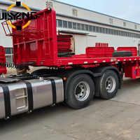Remorque à plateau plat de 40 pieds avec suspension à ressorts à lames, remorques de camion à 6 pneus, remorque à plateau plat pour conteneurs de 20 pieds, remorque à plateau plat