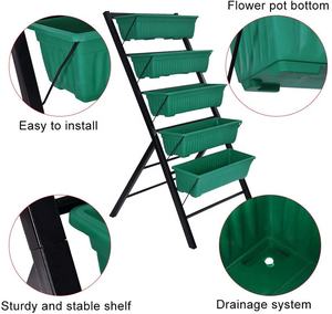 BSCI-plantador Vertical <span class=keywords><strong>de</strong></span> fresa elevada para jardín, cama <span class=keywords><strong>de</strong></span> planta <span class=keywords><strong>de</strong></span> amapola elevada, caja <span class=keywords><strong>de</strong></span> Metal independiente <span class=keywords><strong>con</strong></span> 5 contenedores - Product Image 3