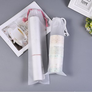 Échantillon disponible, promotion en gros, sacs en plastique transparents mats réutilisables, mini sacs à cordon, PEVA avec étiquette - Product Image 3