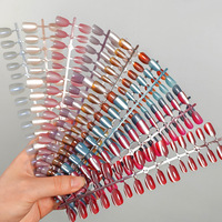 30 faux ongles à presser, couleur unie, effet œil de chat français, taille moyenne, rouge nude, fournisseur