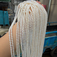 Perles semi-finies en perles d'eau douce naturelles presque rondes de 4,8-5 mm, légères imperfections pour le bricolage, 39 cm de long avec environ 78 perles