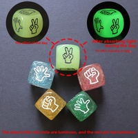 Dés à six faces transparents lumineux de 20 mm, thème Amour et Aventure, accessoires pour jeux de cartes et de société