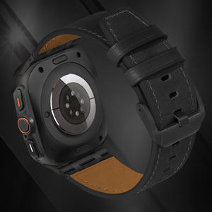 Bracelet de montre en cuir véritable élégant avec boucle à ardillon pour Samsung Watch Ultra 47 mm - Product Image 3