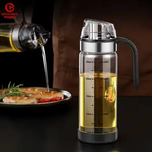 Fashion Design 450Ml 500Ml Roestvrijstalen Glazen Keuken Olieboer Saus Oliver Olie Kan Olie Olie Dispenser Fles Met Trechter