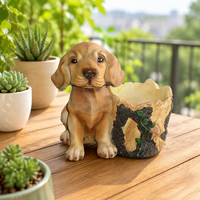 Résine artisanat jardin ornement animal plante pot jardin fleur pot chien figurine