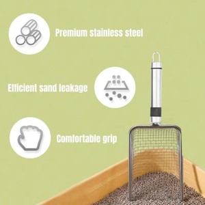 Stainless Steel Metal Mesh Cat Litter Scoop Long Handle Deep Poop <b>Shovel</b> Non-Stick Coated Metal Cat Litter Scoop/ - Product Image 4