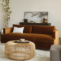 Sofá Seccional Modular Reclinable Geju de Tela, Estilo Retro Americano Moderno, 3 Plazas, Esponja, Acero Inoxidable, Ideal para Apartamentos Pequeños