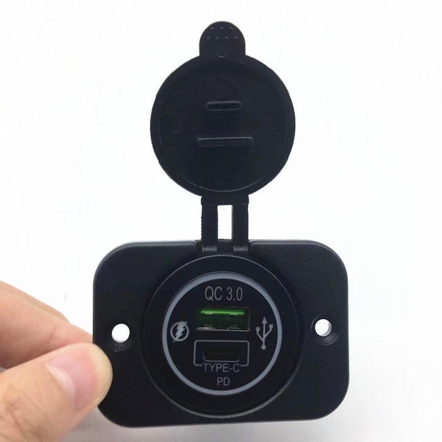 12-24V PD QC3.0 USB Outlet RV USB Outlet Panel 18W Quick Charge Car Charger Socket With LED Light for Car Bus Truck Boat ATV RV