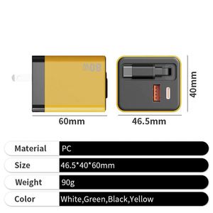 Fast <b>Charger</b> 80w Usb <b>c</b> Retractable <b>Charger</b> Three Ports for Simultaneous Fast Charging for Home - Product Image 2