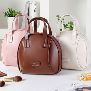 Sac à cosmétiques en forme de coquillage, grande capacité, sac de toilette de voyage portable pour femmes, couleur unie, doublure Oxford, printemps 2024 - Product Image 1
