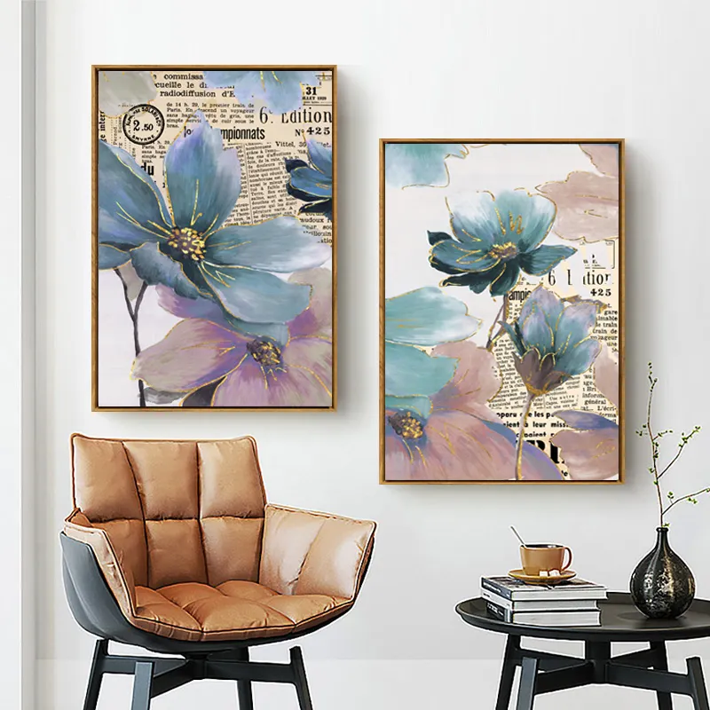 Factory wholesale flowers canvas decorative painting wall art print for home decor