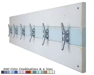 China Factory Price Natural Solid Wood Rack Bright White Sky Blue Floating Shelf Wall Coat Hooks Home Decor Coat Towel Rack