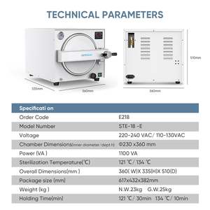 เครื่องนึ่งฆ่าเชื้อแบบตั้งโต๊ะ 18 ลิตร ระดับ N ใช้ไอน้ำแรงดันสูง ควบคุมด้วยระบบดิจิตอล วงจรการทำงานรวดเร็ว พร้อมระบบล็อคประตูอย่างปลอดภัย - Product Image 6