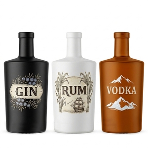 Nouvelle conception personnalisée <span class=keywords><strong>de</strong></span> luxe, bouteille en verre pour rhum, vodka, whisky, liqueur, <span class=keywords><strong>gin</strong></span>, 100 ml, 375 ml, 500 ml, 750 ml, avec bouchon en liège et boîte - Product Image 1