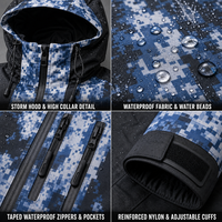 Veste de pluie réactive à l'eau 100% nylon imperméable respirante à motif hydrochromique avec capuche, coupe-vent streetwear pour homme