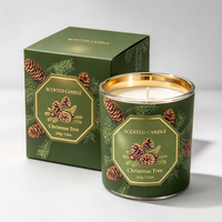 A07D Bougies parfumées en cire de soja dans un bocal en verre électro-plaqué, décoration de Noël de luxe à étiquette privée, comme cadeau