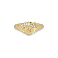 Milskye Personnalisé Arc Chevalière Bague Plaqué Or Fine Jewelry Initiale Personnalisée pour les Femmes