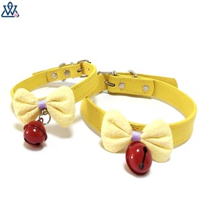 Collar para mascotas Wangwuwu amarillo ajustable con lazo y campana para perros pequeños - Product Image 4